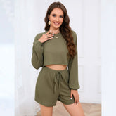 Anzug Lässiger, einfarbiger Rundhals-Shorts-Schlafanzug